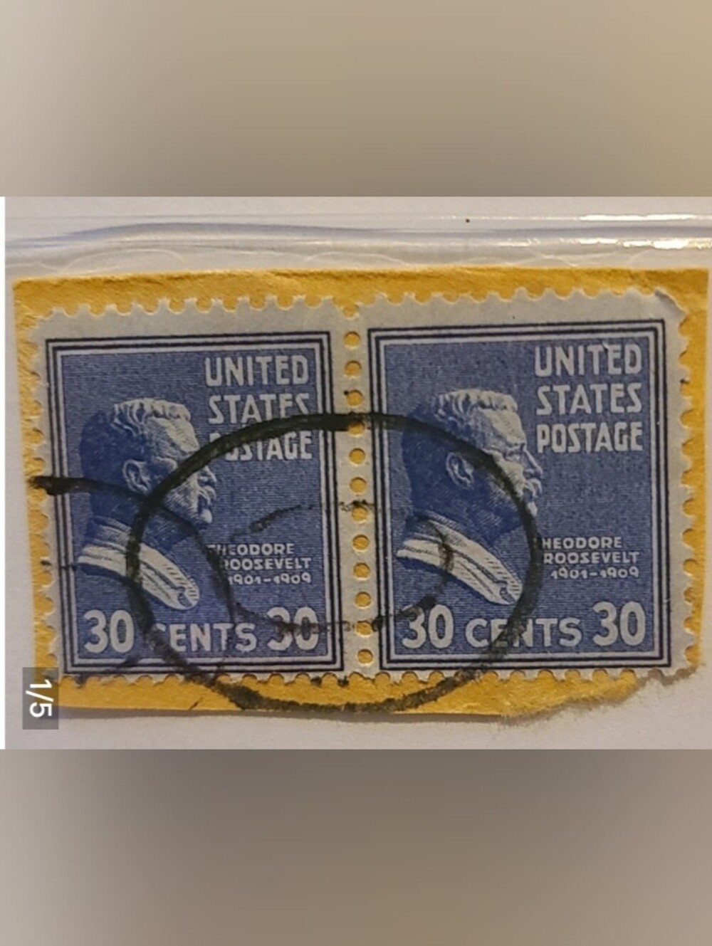 Vintage Blue 30 Cents US Postage Stamp Pair